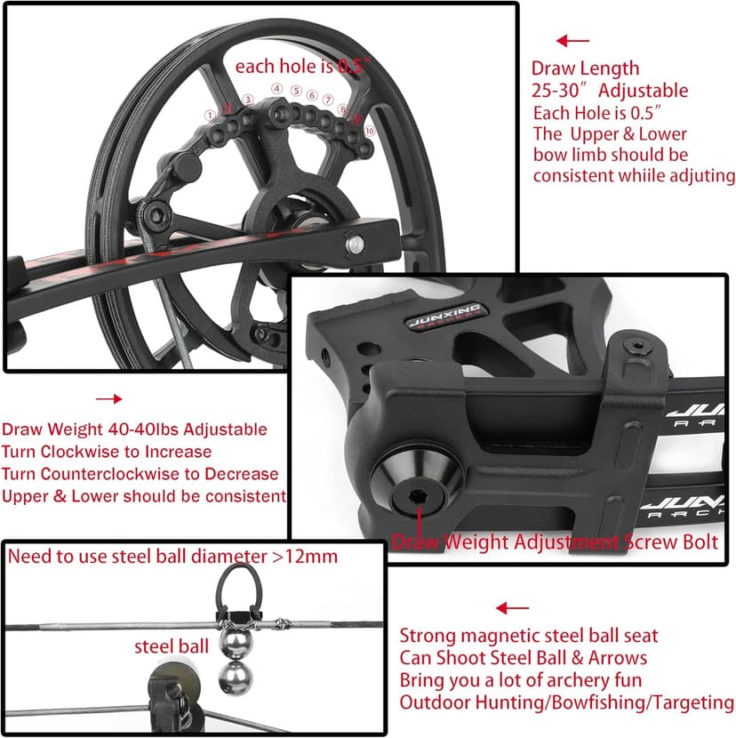 Compound Bow Dual-use for Arrows and Steel Ball,Hunting Bows,40-70lbs Adjustable,Short-Axis Compound Bow Set for Archery Outdoor Hunting Target Shooting Bow Fishing