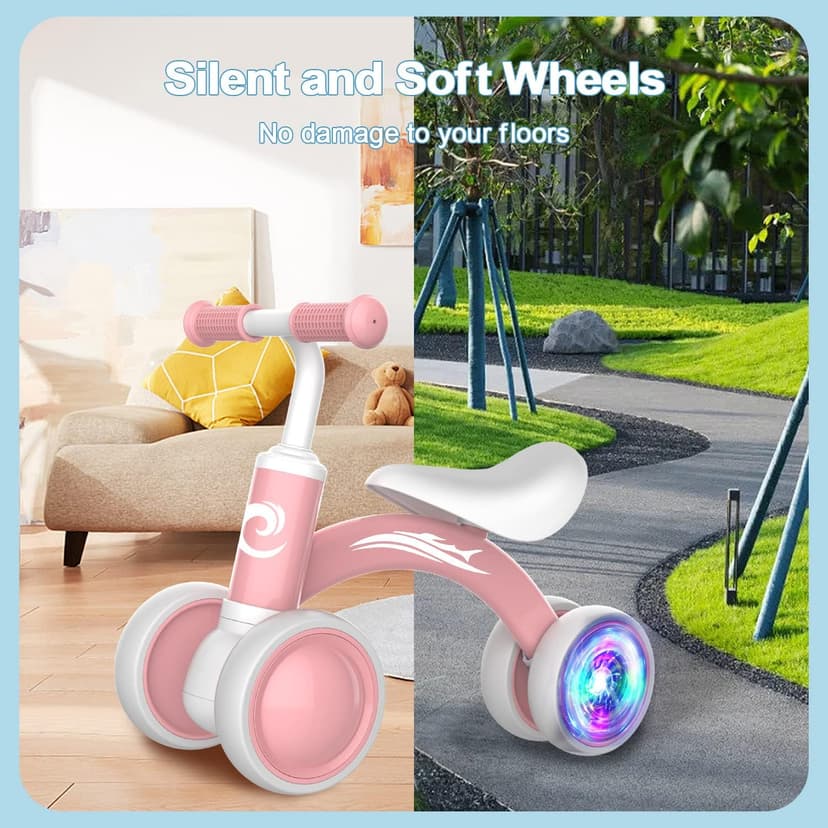 Gamfeiny Colorful Lighting Baby Balance Bike Toys for 1 Year Old Boy Girl Gifts, 10-36 Month Toddler Balance Bike, No Pedal 4 Silence Wheels & Soft Seat First Riding on Toys, 1st Birthday Gifts B0BLMF98S8