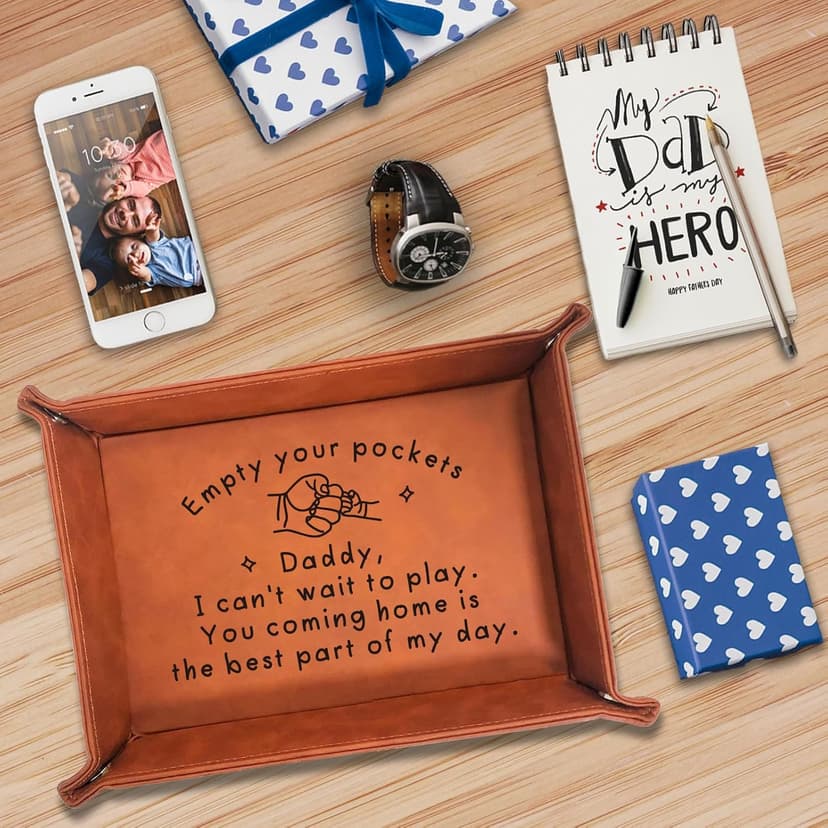 Birthday Gifts for Dad, Leather Tray for Dad, New Dad Gifts for Husband from Wife, Best Dad Gifts from Son Daughter, Christmas Thanksgiving Sentimental Gifts for Father Husband Stepdad