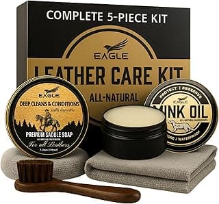 Leather Boot Care Kit – Mink Oil, Saddle Soap for Leather, Applicators & Cloth – Leather Care Kit, Boot Leather Care Kit, Leather Shoe Care Kit for Cowboy Boots, Work Boots, Shoes, and Tack