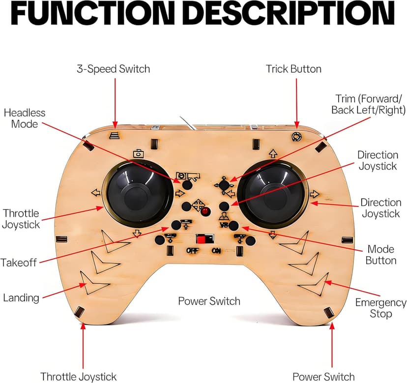 DIY Wooden Drone Model Kit,DIY Wooden RC DroneKit,WoodenBuilding Blocks Flying Toys Assembled Kit,Remote Control Aircraft Training RC DroneQuadcopter,Beginner-Friendly Mini Drone