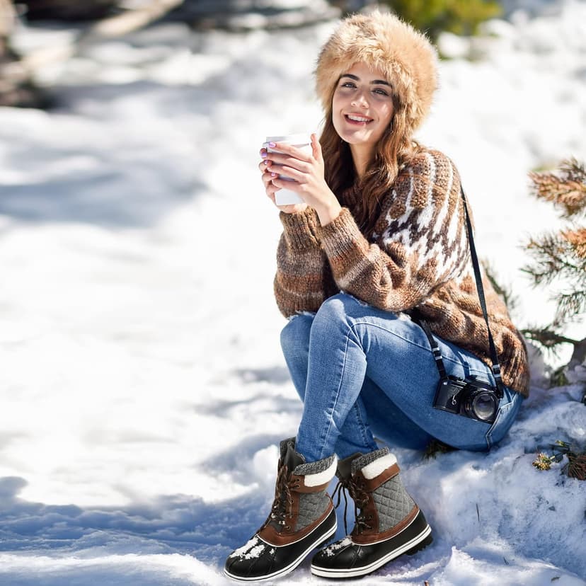 DREAM PAIRS Women's Snow Winter Boots Mid Calf Waterproof Duck Warm Outdoor Winter Boots Shoes