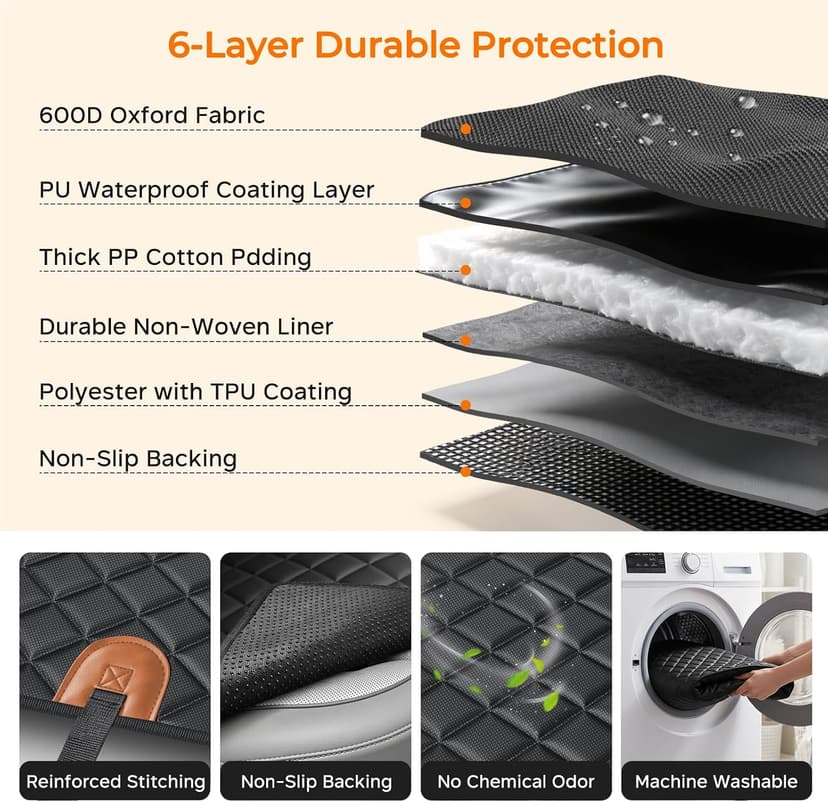 600D Oxford, Zippered Side Flaps, Scratch Resistant, Non-Slip, Easy to Install, With Seatbelt, For Sedan, SUV & Compact Truck URPOWER Dog Car Seat Cover for Back Seat, 100% Waterproof Hammock for Car B0727Y5ZD7