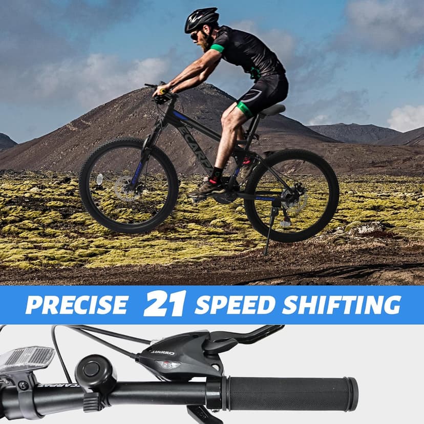 Mountain Bike 24 26 27.5 Inch, Dual Full Suspension Mens Womens Bike, 21 Speeds Dual Disc Brake Carbon Steel Bike, Boys Mens Mountain Bike for School Work Summer Camping, Birthday Gift Choice