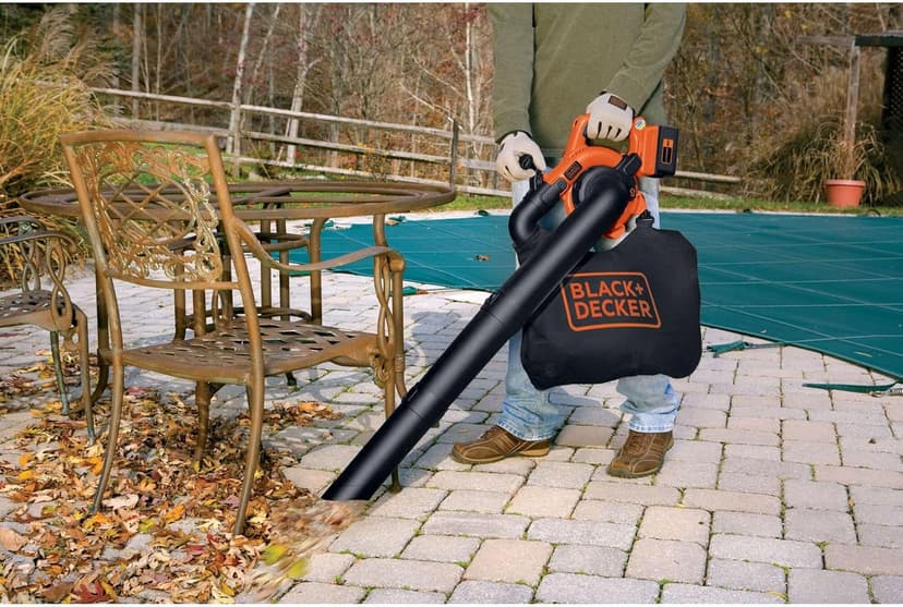 BLACK+DECKER Leaf Blower Cordless Leaf Vacuum and Mulcher Combo Kit, Battery and Charger Included, 40V 120 mph Air Speed, 6-Speed Dial, Built-in Scraper with Collection Bag (LSWV36)