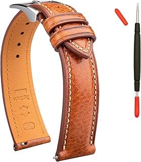 Gomvadr Italian Leather Watch Band Tuscany Natural Vegetable-Tanned Top Grain Genuine Leather Strap,18mm 19mm 20mm 21mm 22mm XL XXL Quick Release Replacement Watch Bands for Men and Women Thick and Soft