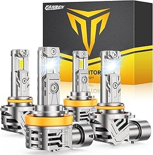 FAHREN 2026 Upgraded H11/H9/H8 9005/HB3 light Bulbs combo,110,000LM 1500% Brighter 6500K with Cooling Fan H11 9005 Light Kits, 1.1 Mini Size H9 Bulb, CANBUS Ready Plug And Play, Pack of 4