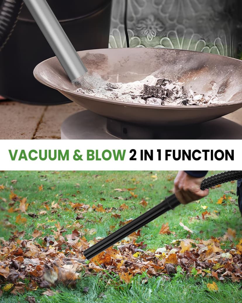 VANPORE Ash Vacuum Cleaner 5.2 Gallon with 1200w Suction Power&Wheeled Base, Ash Vacuum for Pellet Stoves, Fireplaces, Grill, Wood Stove, Fire Pits,Green