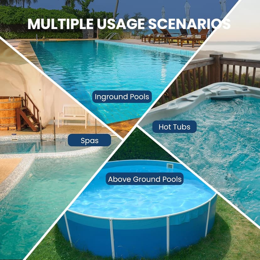 Cordless Pool Vacuum for Above Ground Pool with Telescopic Pole, 18.5 GPM Powerful Suction, Upgraded 60 Mins Runtime, Rechargeable Handheld Pool Cleaner with 2 Brush Heads for Inground Pools