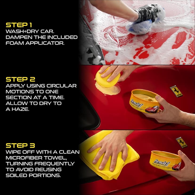 Formula 1 Carnauba Car Wax Paste - High-Gloss Shine - Polish for Car Detailing to Shine & Protect – Remove Haze and Paint Swirls w/ Micropolishing Agents – Car Cleaning Supplies (8 oz)