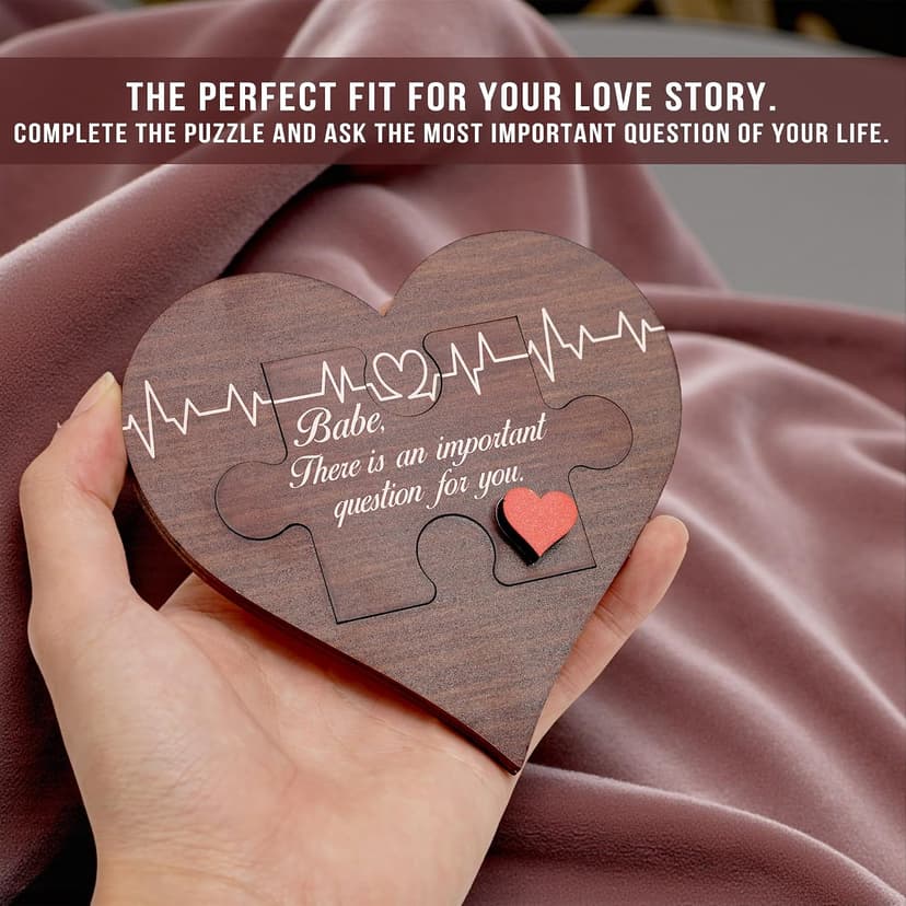 Will You Be My Girlfriend Sign – Mothers Day Gifts for Girlfriend, Wooden Heart Proposal Puzzle with Hidden Message, Be My Valentine Girlfriend Proposal Gifts Decor, Romantic Valentine Gift Ideas