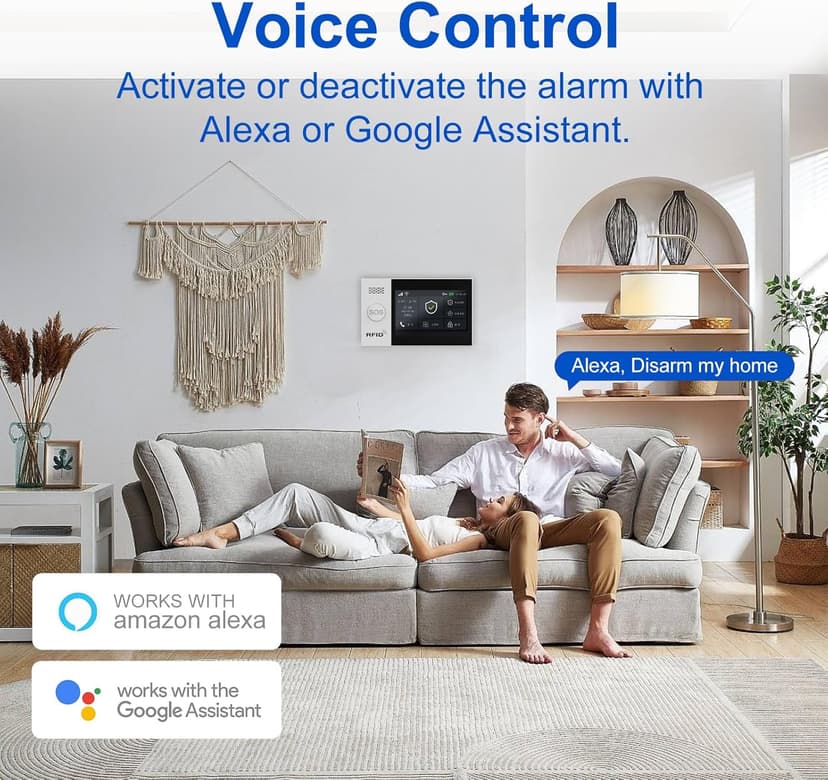 WiFi Wireless Alarm System for Home Security - 24/7 Protection Smart Home Devices 4.3" Touch Screen, GSM/4G+WiFi, App Instant Alerts, No Monthly Fee, Alexa Compatible for Villa, Kids Safety (24 pcs)