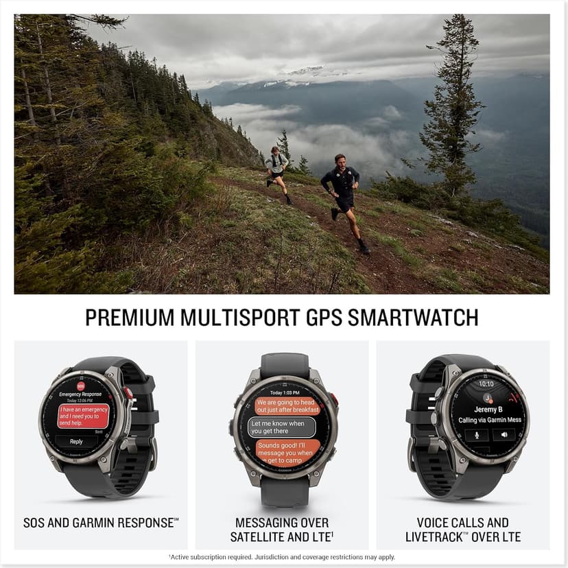 Garmin fēnix® 8 Pro, 51mm, AMOLED Display, Premium Connected Multisport GPS Smartwatch, inReach® Technology, Sapphire, Titanium with Graphite/Black Silicone Band