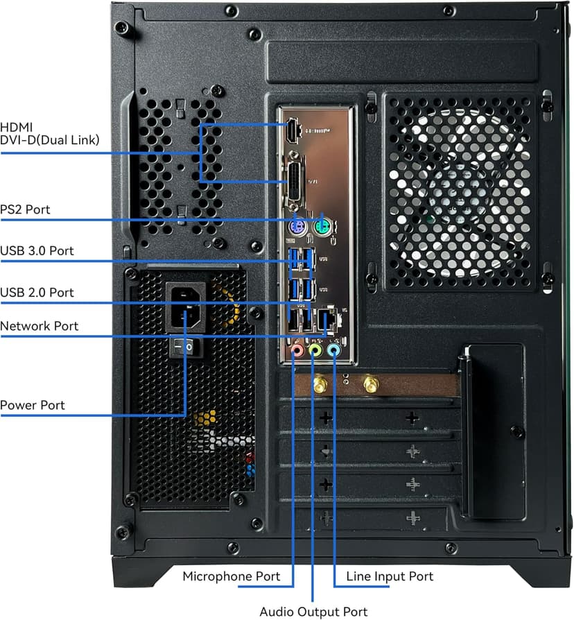 YAWYORE Gaming PC Desktop Computer AMD Ryzen 5 5600GT,16GB DDR4 3200MHz,1TB M.2 NVMe PCle,550W 80PLUS PSU,WiFi,Game Design Office Console,Sea View Room, Towers Prebuilt PC (Black)