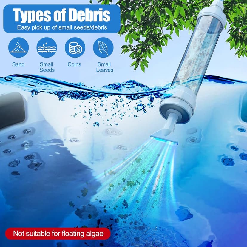 Paradise Power Spa Vac 6250 Compatible HotTub Vacuum-Cordless, No Batteries, Sucks UpRocks, Leaves in Spas, Hot Tubs, Pool Steps