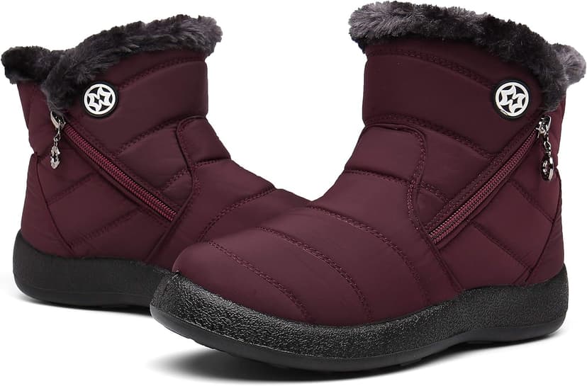 Hsyooes Womens Warm Fur Lined Winter Snow Boots Waterproof Ankle Boots Outdoor Booties Comfortable Shoes for Women
