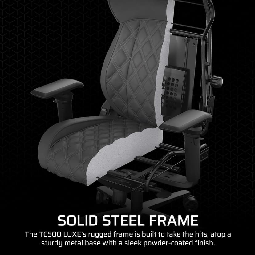 Corsair TC500 Luxe Gaming Chair – Premium Breathable Fabric – Wide Seat – Five-Way Adjustable Armrests – Adjustable Built-in Lumbar Support – 90-135 Degree Recline – Shadow