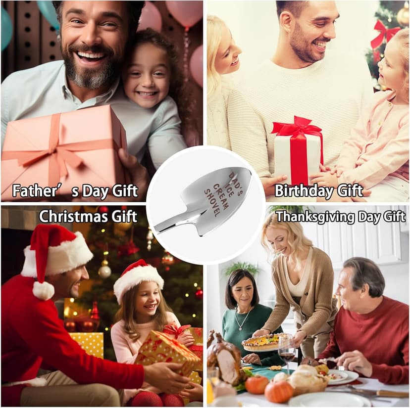 Gifts For Dad Men from Daughter Stocking Stuffers for men dad Ice Cream Spoon Scoop for Ice Cream Lovers, Christmas Gifts Funny Engraved Stainless Steel Shovel