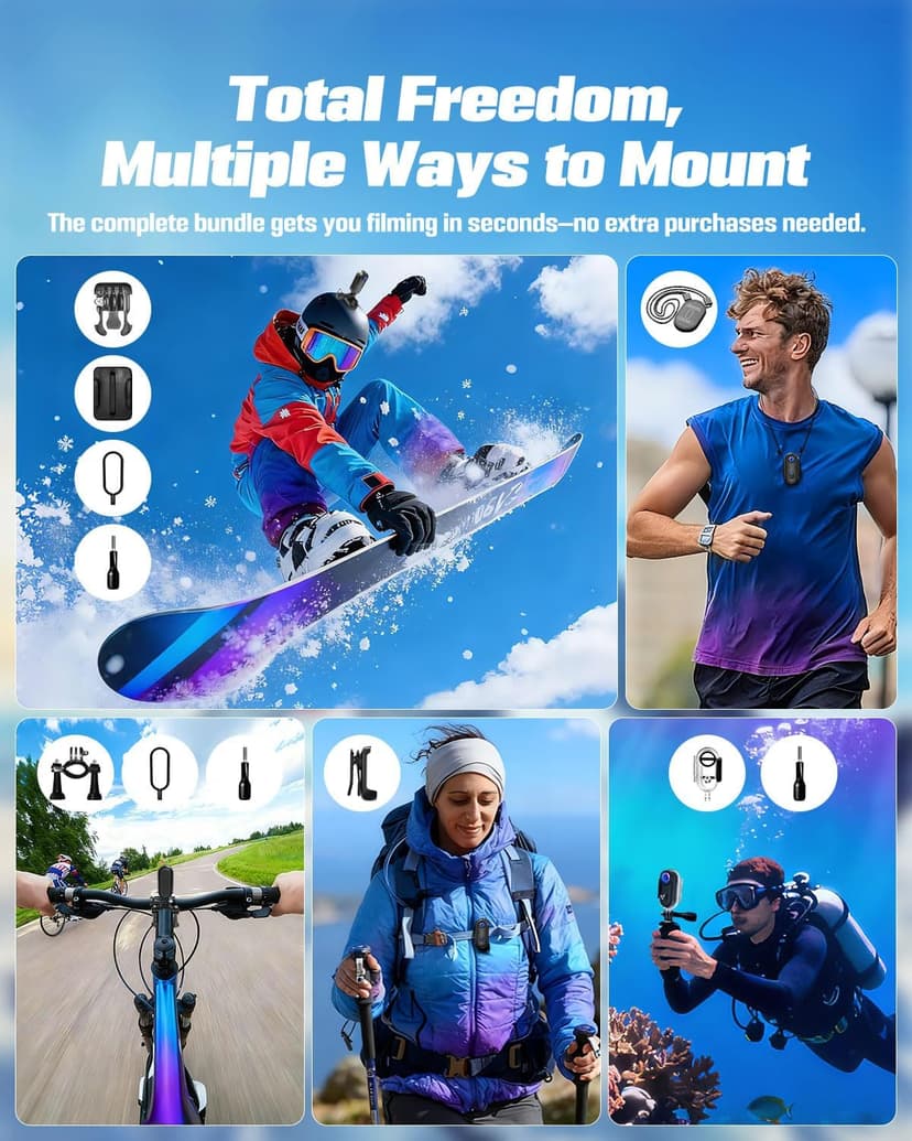 Upgraded 4K Action Camera, Mini Body Camera with Audio and Video Recording, Magnetic Hands Free POV Camera with 360°Rotatable Clip, Waterproof Case Chest Camerafor Pet Walking, Bike, Travel, Vlog