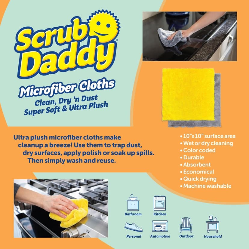 Scrub Daddy Household Cleaning + BBQ Bundle - BBQ Daddy Bristle Free Grill Brush - 2 Microfiber Cleaning Towels - All Purpose Cleaner PowerPaste Cleaning Paste + Scrub Mommy Sponge B0DQT39KBV