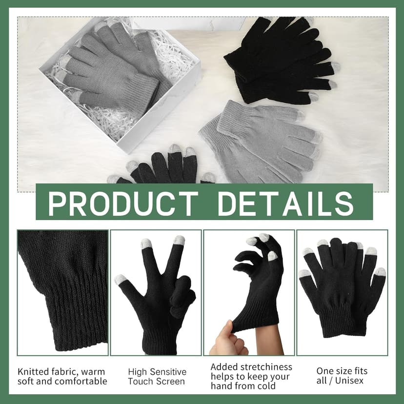 Handepo 50 Pairs Winter Gloves Bulk Knit Stretchy Warm Touchscreen Gloves Multicolor for Men Women Running Cycling Driving