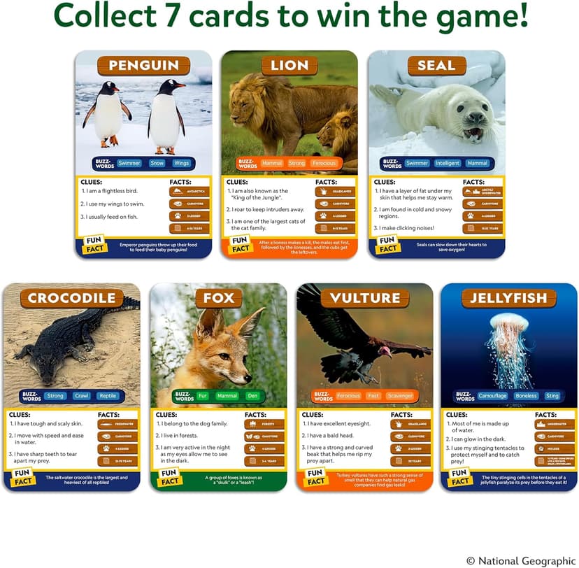 Skillmatics Guess in 10 National Geographic Animals, Educational Card Game for Kids & Families, Animal Trivia & Travel Game, Screen-Free Fun, Gifts for Ages 6, 7, 8, 9 and Up