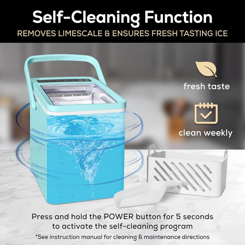 Igloo Automatic Self-Cleaning Portable Electric Countertop Ice Maker Machine with Handle, 26 Pounds in 24 Hours, 9 Ice Cubes Ready in 7 Minutes, with Ice Scoop and Basket