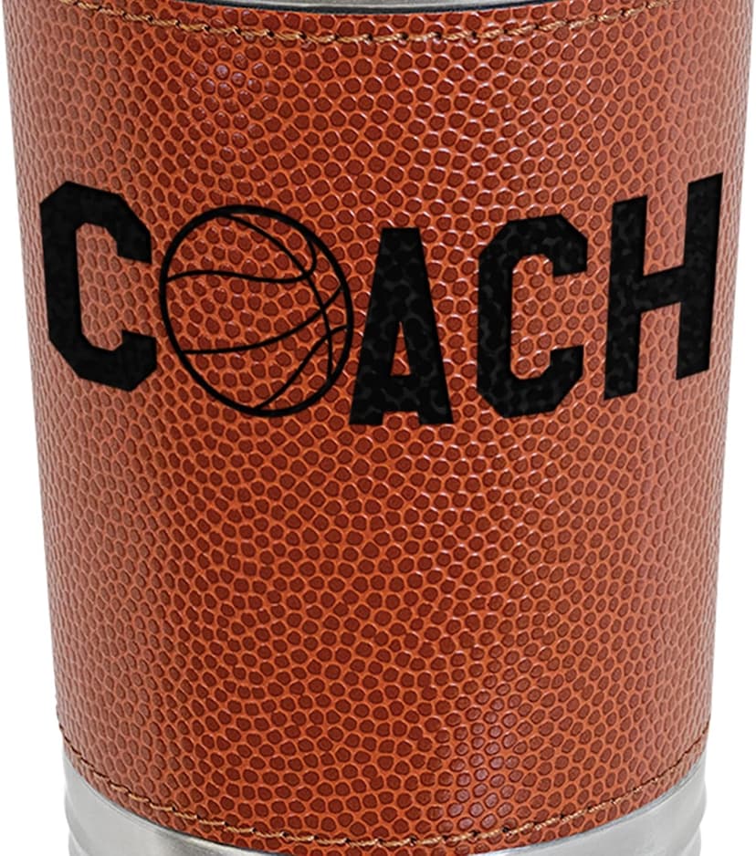 Basketball Coach Stainless Steel Tumbler - 20oz Insulated - Textured Basketball Look and Feel