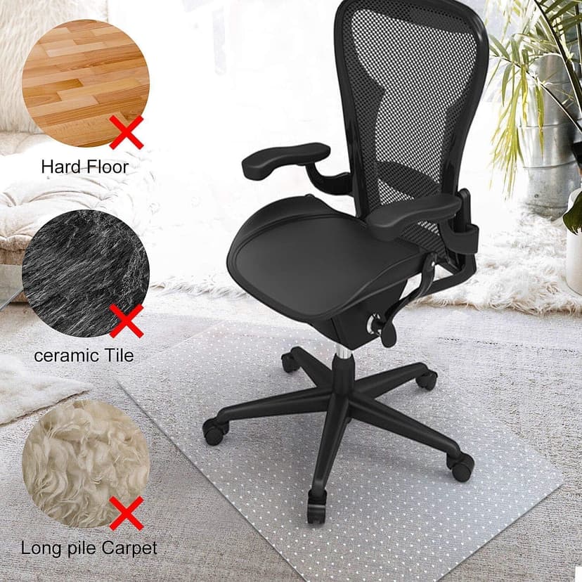 Azadx Chair Mat for Carpet 60"x 46" Large Office Chair Mat for Carpeted Floors, Carpet Protector Floor Mats on Low Pile Carpets Easy Glide Rolling Plastic Desk Computer Chairs Mats for Home