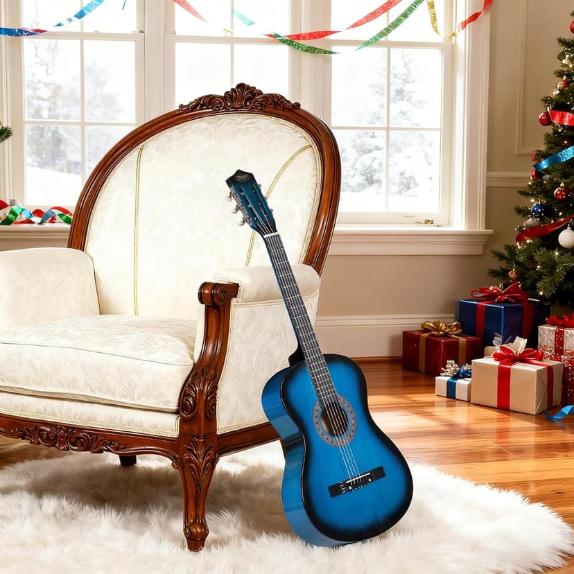 ZENY 38 inch Acoustic Guitar Full Size Beginners Package Kit for Right-handed Starters Kids Music Lovers w/Case, Strap, Pitch Pipe and Pick (Blue)