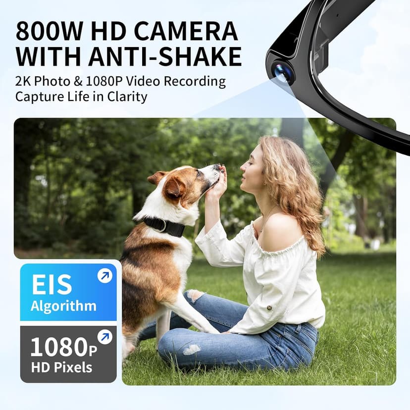 AI Translation Smart Glasses with 800W Camera, ENC Noise Cancelling Bluetooth 5.0, Real-Time Multilingual Translation (25 Languages), ChatGPT Compatible for Travel & Business (Black)