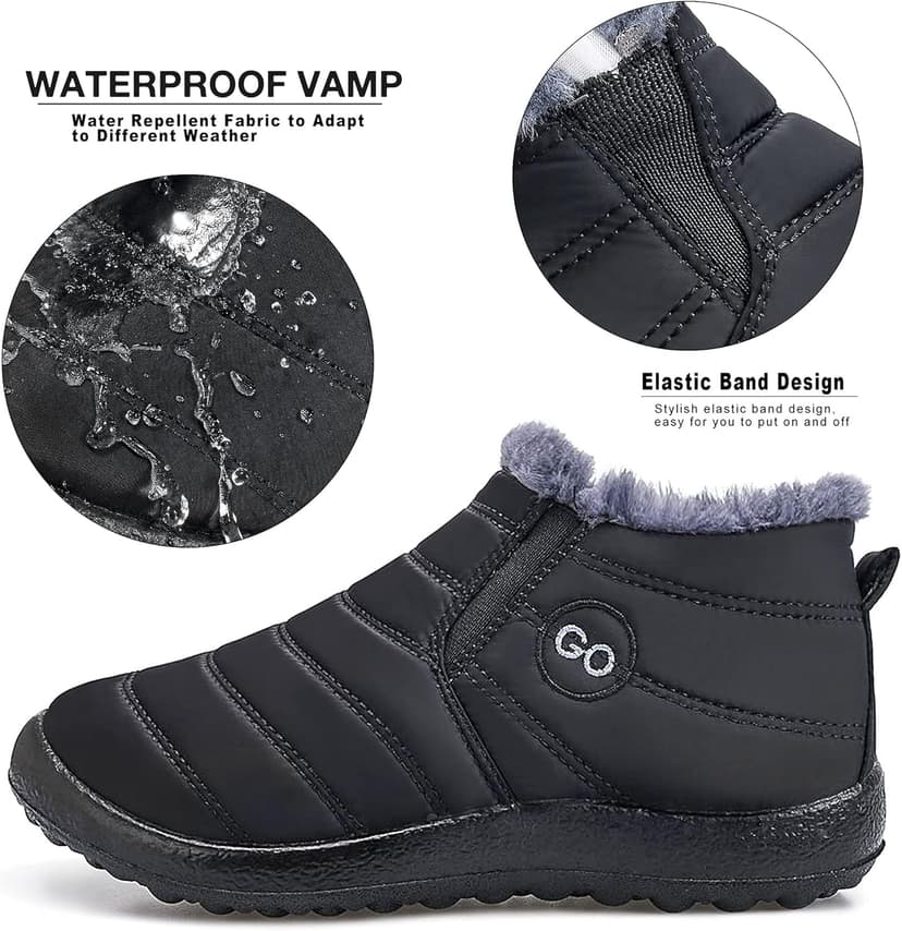 HARENCE Snow Boots for Women Winter Boot with Comfortable Warm Fur Lined Ankle Booties Outdoor Slip On Waterproof Short Boots