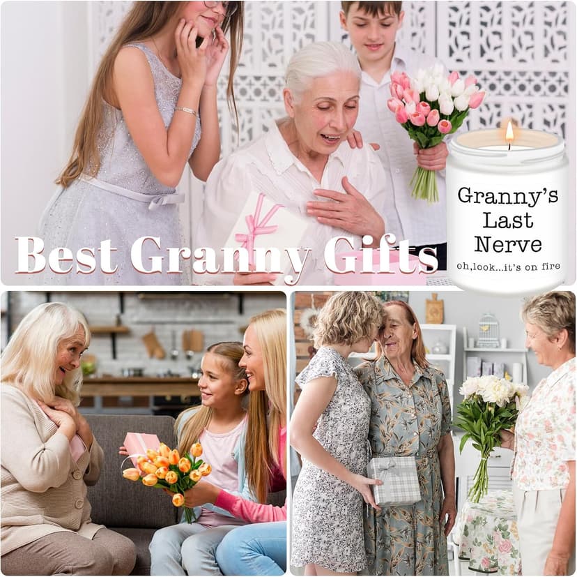 Homsolver Granny Gifts,Gifts for Grandma from Granddaughter Grandson, Christmas, Birthday, Mother and Grandparents Day, Scented Candles, Granny’s Last Nerve B0H44HNW9R