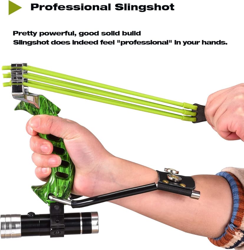 NERUB Hunting Professional Slingshot Set Wrist Slingshot Rocket Hunting Slingshots with Heavy Duty Launching Bands High Velocity Hunting Catapults