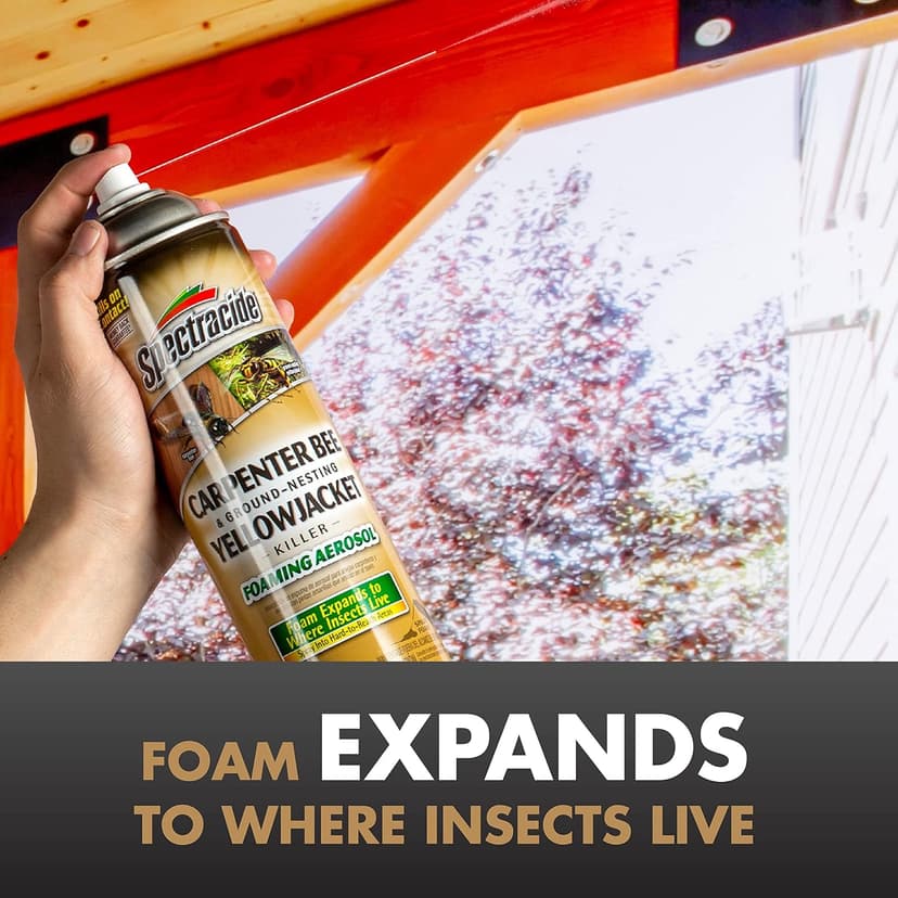 Spectracide Carpenter Bee And Ground-Nesting Yellowjacket Killer Foaming Aerosol 16 Ounces, Expands To Where Insects Live, Yellow