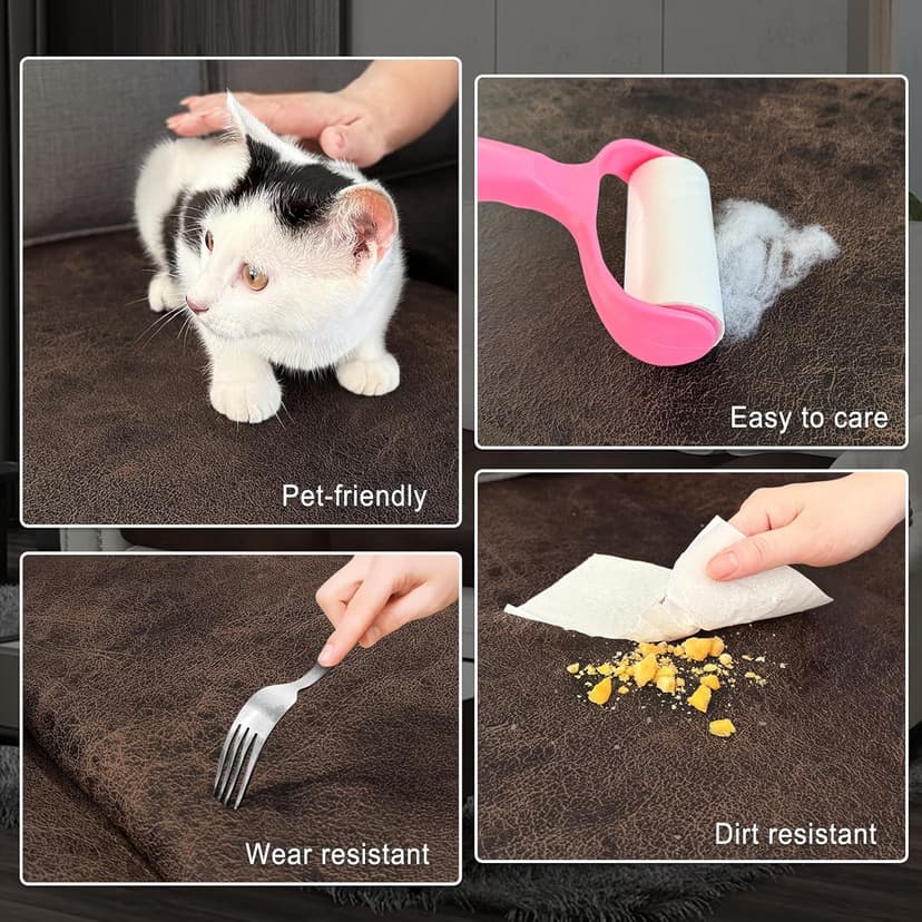 ANARACHON Leather Look Couch Cushion Covers Sofa Seat Slipcovers Sets Couches Furniture Protector for Sectional Armchair Loveseat Pets Kids Stretch Spandex Fabric(3 Cushion Sofa, Brown)