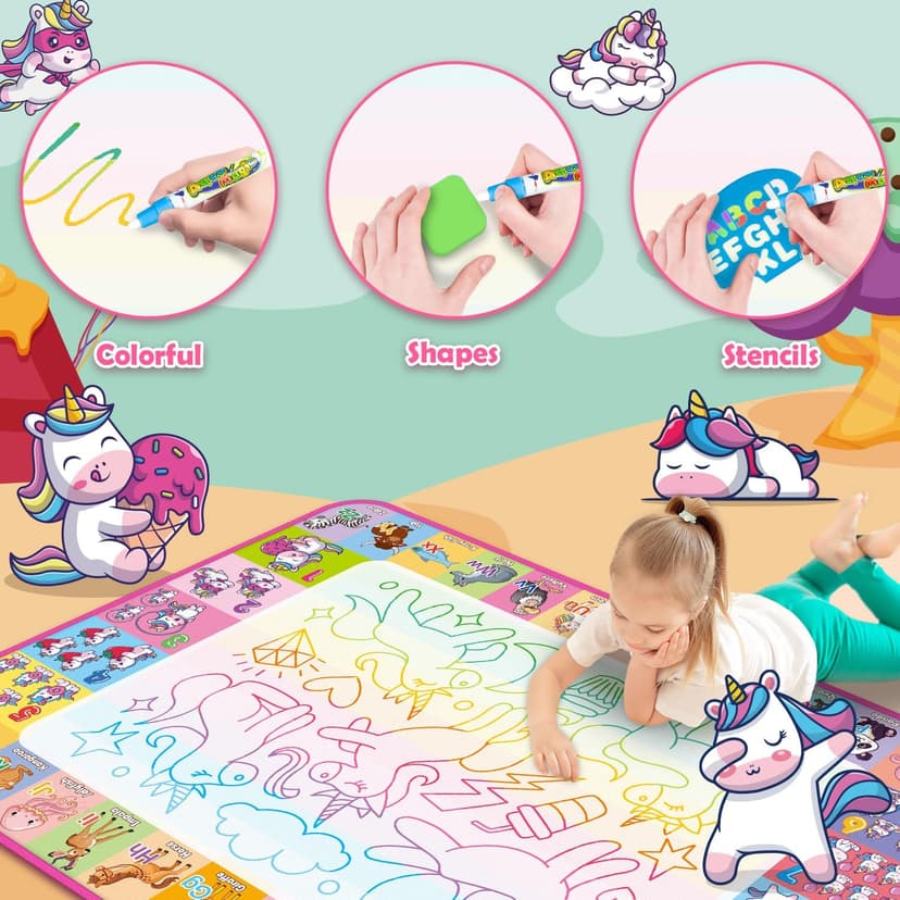 Reusale Princess Color Mat, Mess-Free Coloring, Educational Doodle Toy, Kids Birthday Gifts for Age 3 4 5 6 7 8 Year Old Water Doodle Mat, Kids Drawing Toys for 3 4 5 Year Old Boys Girls Gifts B08B8TQJ3Q