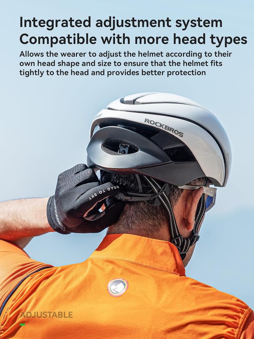 ROCKBROS Adult Bike Helmet Streamlined Aerodynamic, Comfortable Y - Shaped Strap Cycling Helmet for Larger Head Men Women Reflective Adjustable Webbing for Road & Mountain Biking