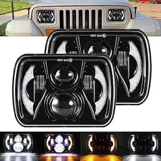 YUGUANG 5x7 7x6 LED Headlights, H6054 LED Headlights Hi/Low Beam DRL Amber Turn Signal DOT Approved Compatible with Wrangler YJ XJ Cherokee Truck Van, 2PCS