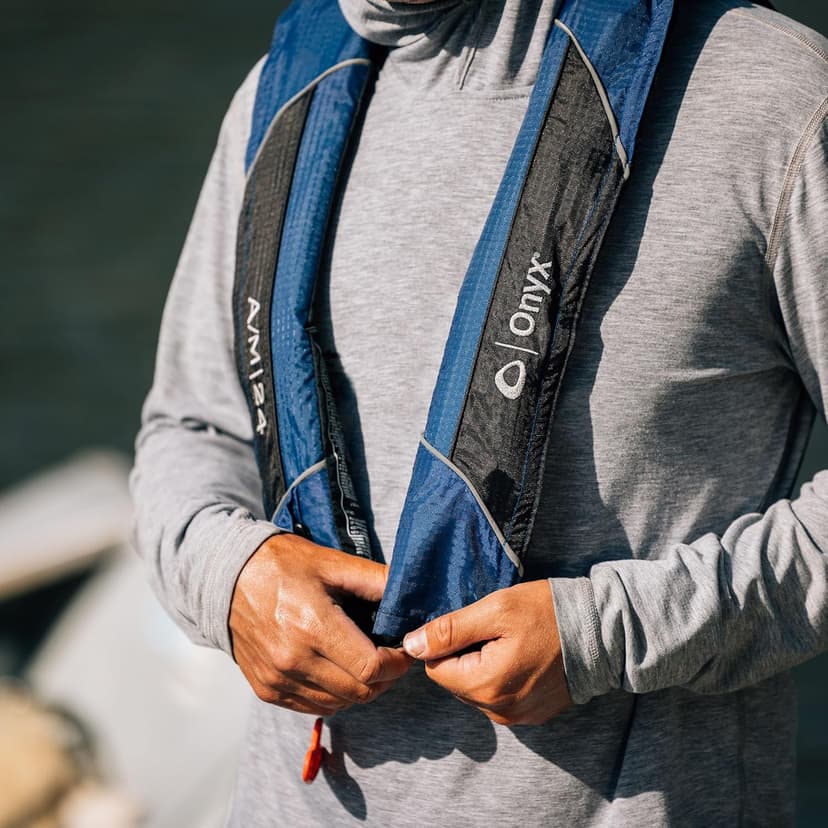 Onyx A/M-24 Automatic/Manual Inflatable Life Jacket, U.S. Coast Guard Approved, Low Profile, Compact Design, Manual Convertible Inflation Option