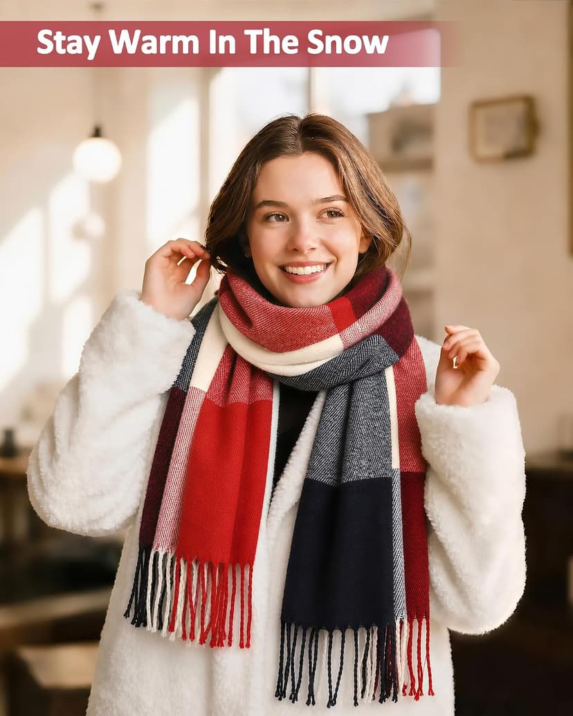 Loritta Womens Scarf Fashion Long Plaid Shawls Wraps Big Grid Winter Warm Lattice Large Scarves Gifts