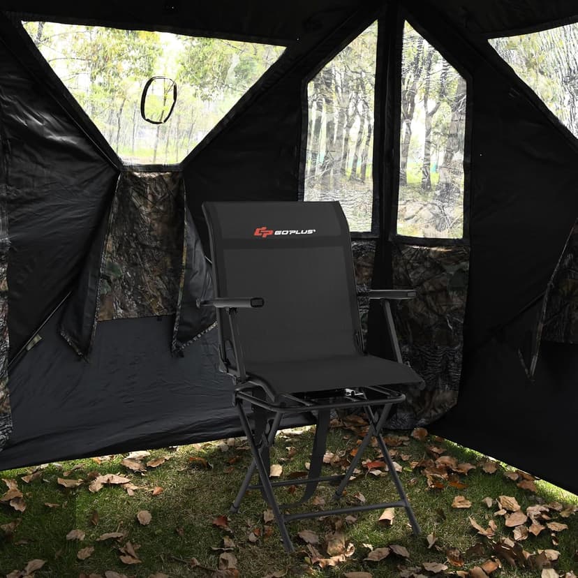 Goplus Hunting Chair, 360° Swivel Folding Hunting Blind Chair with Carrying Strap, 330LBS Capacity, Portable Deer Hunting Stool, Silent Ground Dove Hunting Chair, No Assembly