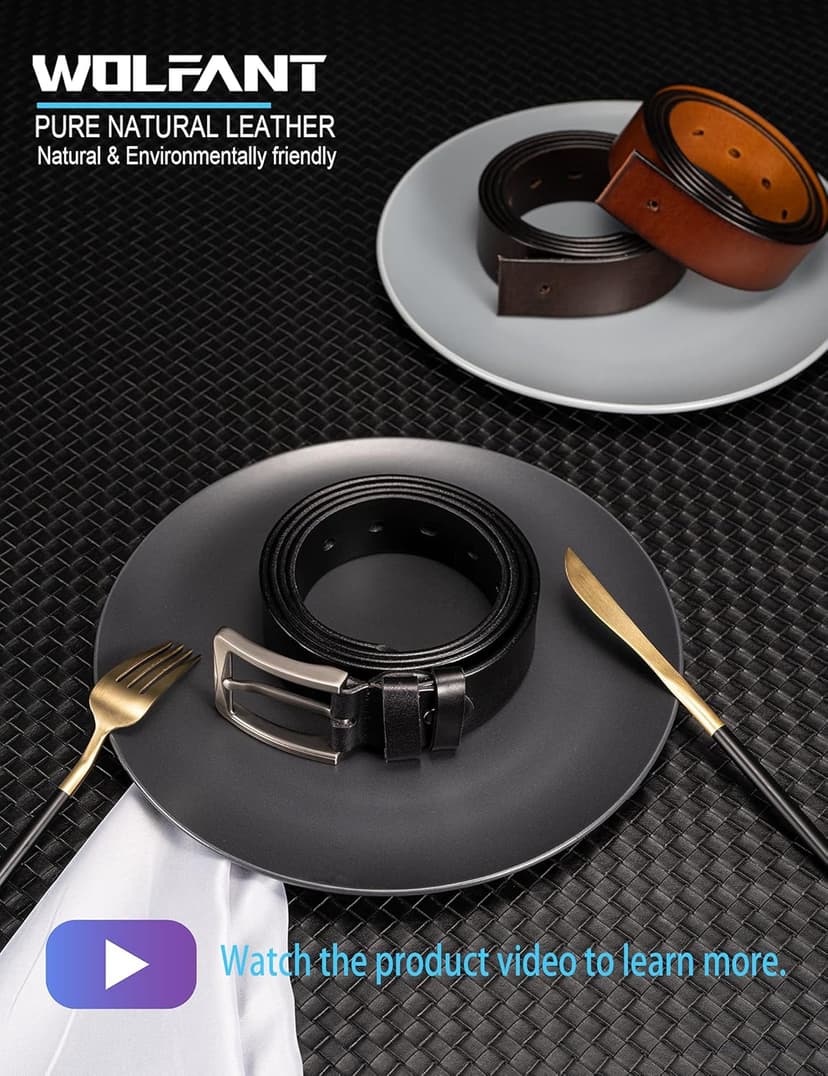 WOLFANT 1.5" Full Grain Leather Belt for Men in Gift Box,100% Italian Real Solid Leather