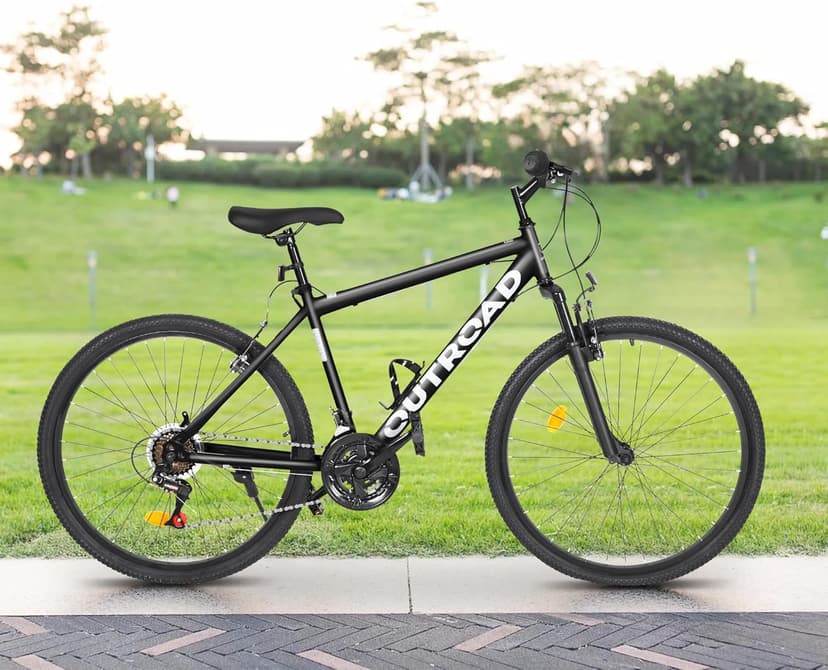 Betterland 26 Inch Mountain Bike, 7-Speed Adult Bike with Dual V Brakes, Outdoor Cycling Bike with High Carbon Steel Frame and Front Suspension, Adjustable Ergonomic Seat for Bicycle