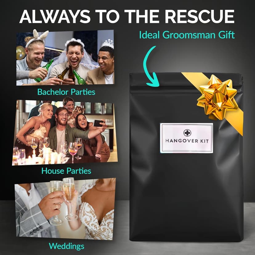 5 Pre-Filled After Party Kits for Bachelor Party Favors, 21st Birthday Gift, Wedding Favors, Guys Trips, Cruises & Celebrations | 9 Piece After Party Supplies & Bag (5 Kits) B0G4HFYVZH