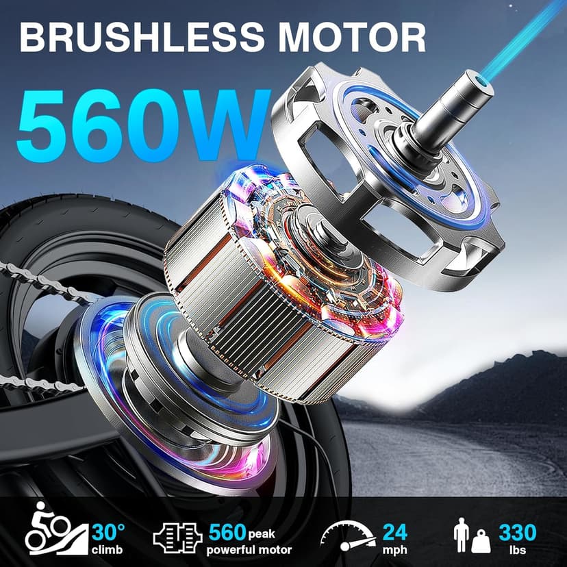 Electric Bike for Adults and Teens, 520W-560W Motor, 20-24MPH, 32 Miles Range, 48V 10Ah Battery, 3-Level Pedal Assist, 14" Foldable Mini Electric Bicycle, UL 2849 Certified