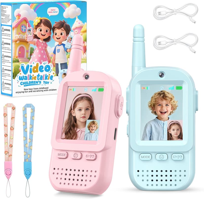For Age 3-12 Year Old Boys Girls, HD Camera & Voice Changer, 2'' Screen, Outdoor Play Camping Hiking Family Games Video Walkie Talkies for Kids 2 Pack – Rechargeable Intercom Toys B0FZH1HXMB