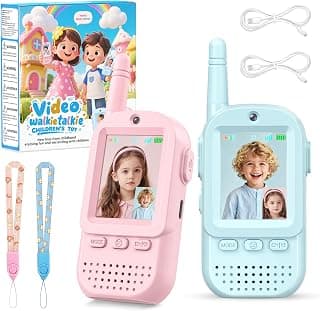 For Age 3-12 Year Old Boys Girls, HD Camera & Voice Changer, 2'' Screen, Outdoor Play Camping Hiking Family Games Video Walkie Talkies for Kids 2 Pack – Rechargeable Intercom Toys B0FZH1HXMB