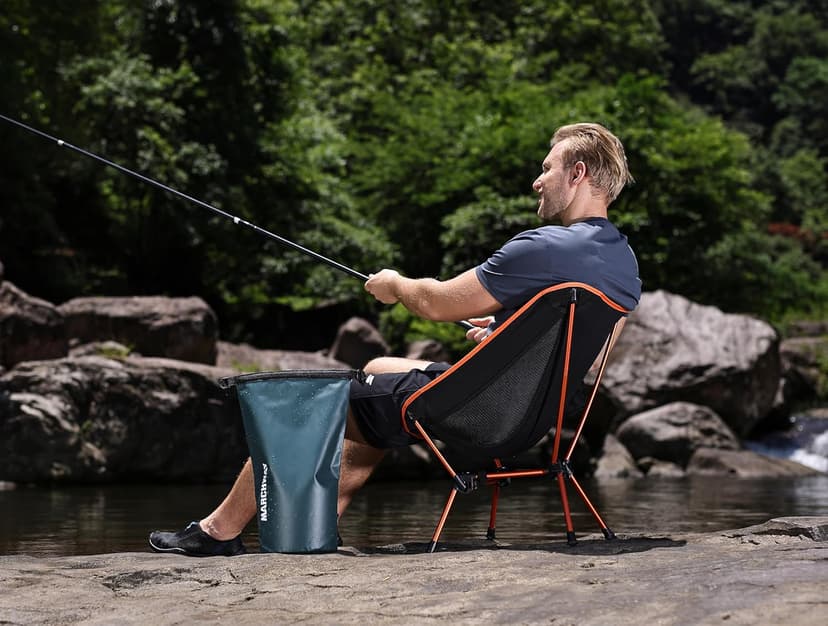 MARCHWAY Lightweight Folding Camping Chair, Portable Foldable Compact for Outdoor Camp, Travel, Beach, Picnic, Festival, Hiking, Backpacking, Supports 330Lbs (Orange)