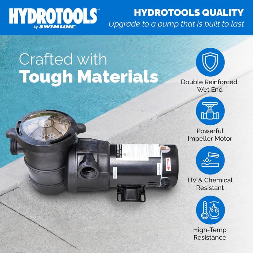 SWIMLINE HYDROTOOLS Variable Dual Speed Swimming Pool Pump For Above Ground Pools | 1.5 HP, Horizontal Discharge 5820 GPH Filter Pumps | 115 V, Powerful Flow W/ Strainer Basket, DOE Certified